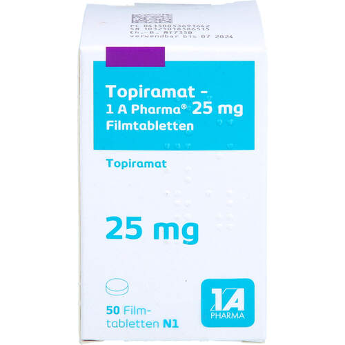 Topiramat-1 A Pharma 25mg Filmtabletten, 50 Stk., 1 A Pharma GmbH Topiramat-1 A Pharma 25mg Filmtabletten, 50 Stk., 1 A Pharma GmbH