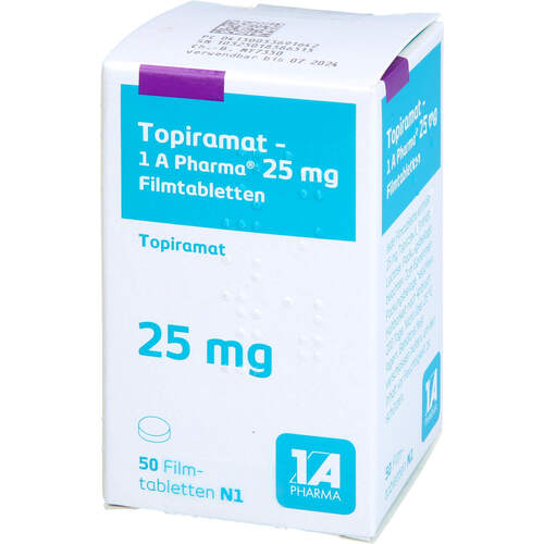 Topiramat-1 A Pharma 25mg Filmtabletten, 50 Stk., 1 A Pharma GmbH Topiramat-1 A Pharma 25mg Filmtabletten, 50 Stk., 1 A Pharma GmbH