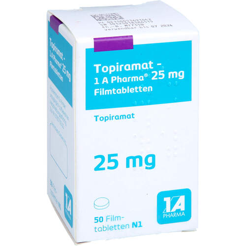 Topiramat-1 A Pharma 25mg Filmtabletten, 50 Stk., 1 A Pharma GmbH Topiramat-1 A Pharma 25mg Filmtabletten, 50 Stk., 1 A Pharma GmbH