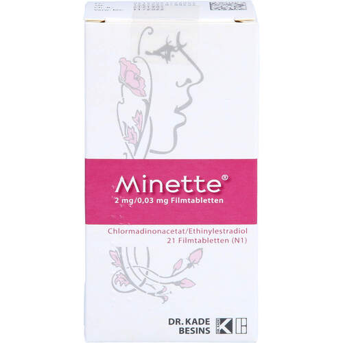 Minette 2 mg/0.03 mg Filmtabletten, 21 Stk., Besins Healthcare Germany GmbH Minette 2 mg/0.03 mg Filmtabletten, 21 Stk., Besins Healthcare Germany GmbH