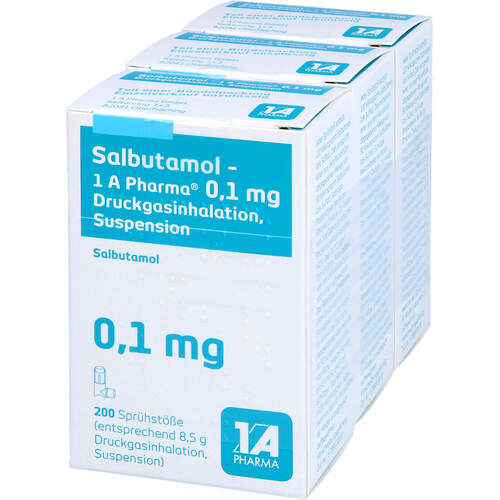 Salbutamol - 1 A Pharma 0.1 mg Druckgasinhalation, 3 Stk., 1 A Pharma GmbH