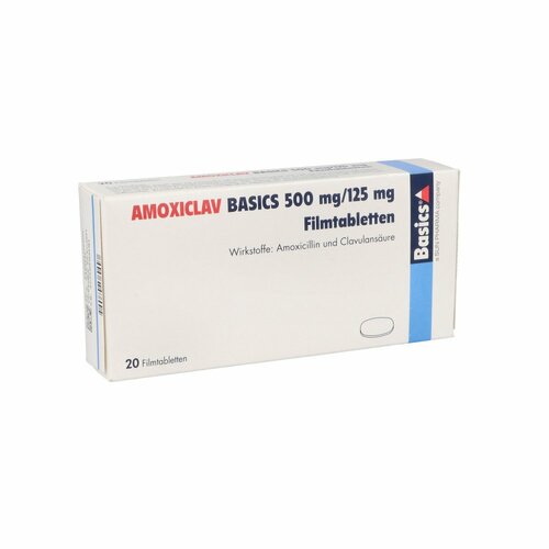 AMOXICLAV BASICS 500mg/125mg Filmtabletten, 20 Stk., Basics GmbH