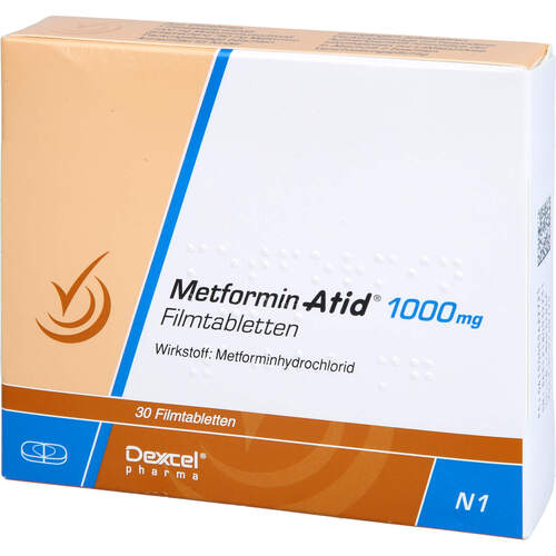 Metformin Atid 1000mg, 30 Stk., Dexcel Pharma GmbH Metformin Atid 1000mg, 30 Stk., Dexcel Pharma GmbH