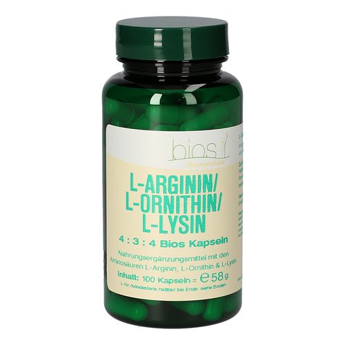 L-Arginin / L-Ornithin / L-Lysin Bios Kapseln, 100 Stk., Bios Medical Services L-Arginin / L-Ornithin / L-Lysin Bios Kapseln, 100 Stk., Bios Medical Services