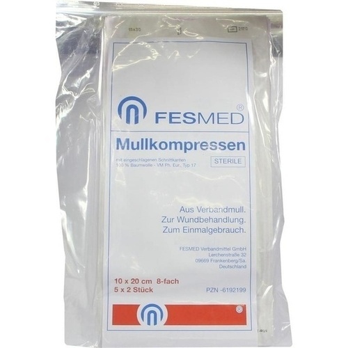 MULLKOMPRESSEN STERIL 10X20 ES 8F, 5x2 Stk., Fesmed Verbandmittel GmbH