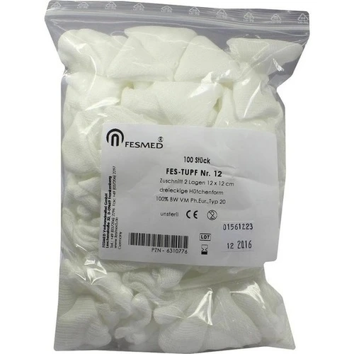 MULLTUPFER FES-TUPF Nr.12 unsteril 2Lage 12x12cm, 100 Stk., Fesmed Verbandmittel GmbH