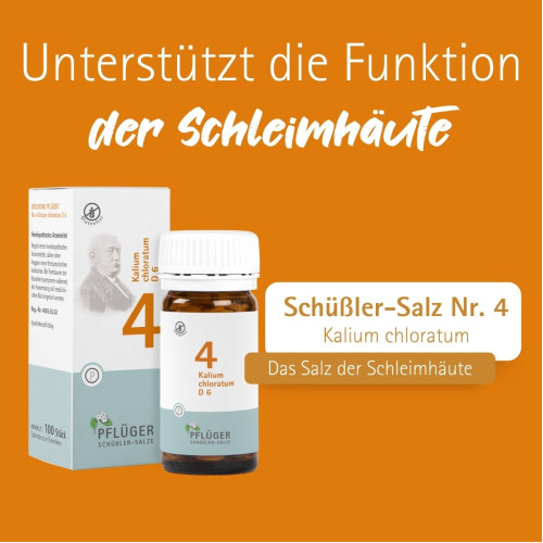 Biochemie Pfl&uuml;ger Nr. 4 Kalium chloratum D 6, 100 Stk., Hom&ouml;opathisches Laboratorium Alexander Pfl&uuml;ger GmbH & Co. KG
