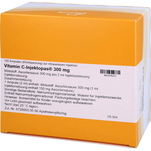 VITAMIN C INJEKTOPAS 300 mg Injektionsl&ouml;sung, 100x2 ml, Pascoe pharmazeutische Pr&auml;parate GmbH
