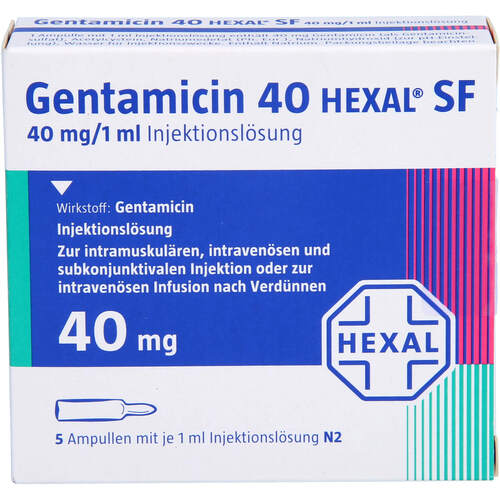 GENTAMICIN 40 HEXAL SF, 5 Stk., HEXAL AG