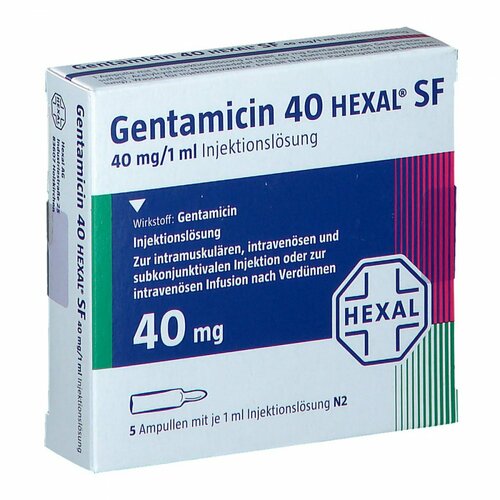 GENTAMICIN 40 HEXAL SF, 5 Stk., HEXAL AG