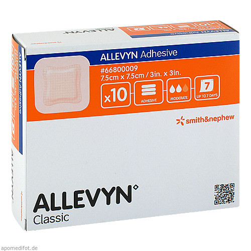 ALLEVYN Adhesive 7.5x7.5cm haftende Wundaufl., 10 ST, Actipart GmbH