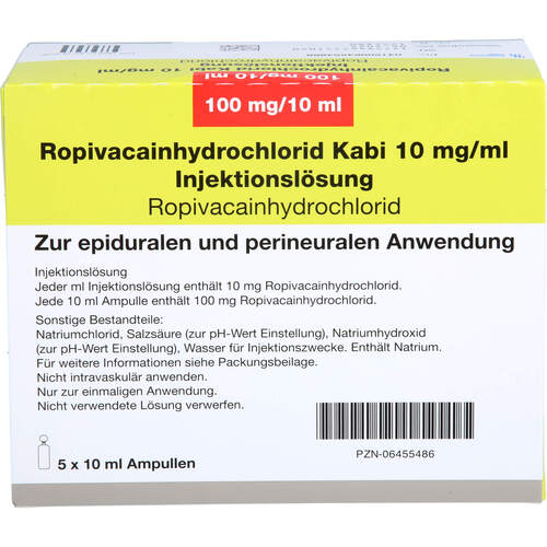 Ropivacainhydrochlorid Kabi 10mg/ml, 5x10 ml, Fresenius Kabi Deutschland GmbH
