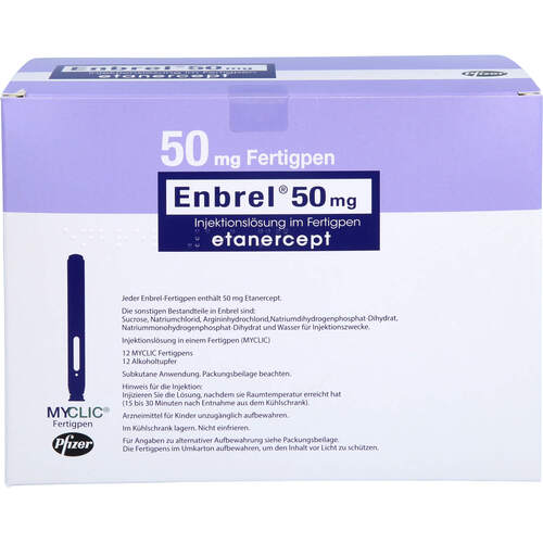 Enbrel 50mg Myclic Fertigpen Inj.-Lsg., 12 ST, Orifarm GmbH