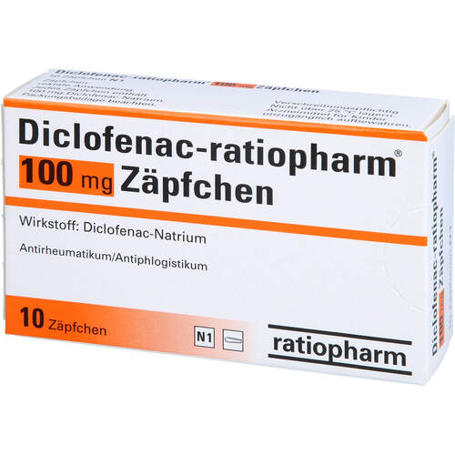 Diclofenac-ratiopharm 100 mg Zäpfchen, 10 ST, ratiopharm GmbH