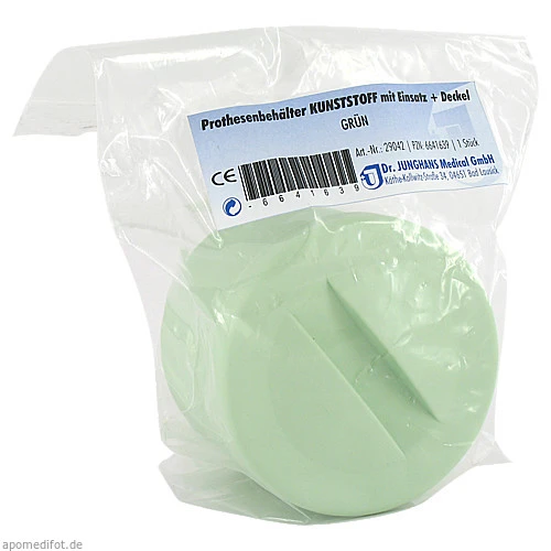 Prothesenbehälter grün m. Deckel u. Einsatz, 1 Stk., Dr. Junghans Medical GmbH