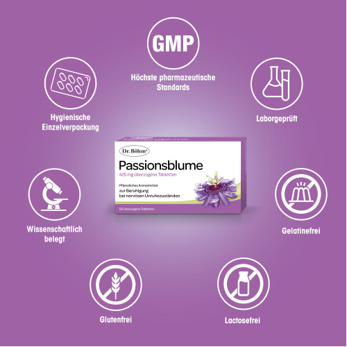 Dr. B&ouml;hm Passionsblume 425mg Dragees, 60 Stk., Apomedica Pharmazeutische Produkte GmbH