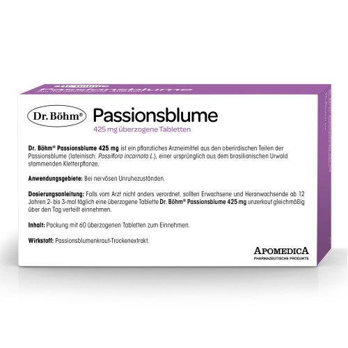 Dr. B&ouml;hm Passionsblume 425mg Dragees, 60 Stk., Apomedica Pharmazeutische Produkte GmbH