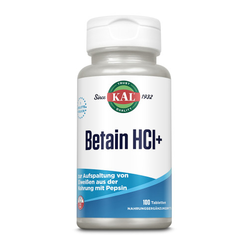 Betain HCl + 250 mg KAL, 100 Stk., Supplementa GmbH