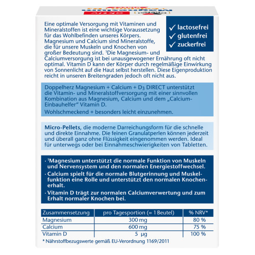 Doppelherz Magnesium + Calcium + D3 direct, 20 Stk., Queisser Pharma GmbH & Co. KG
