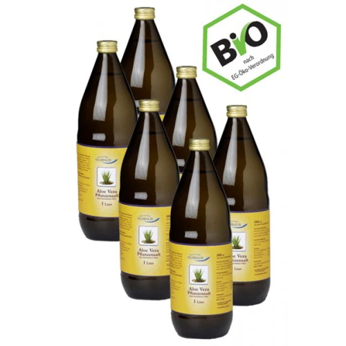 ALOE VERA 100% reiner Frischpflanzensaft 6x1L Glas (6x1 l)