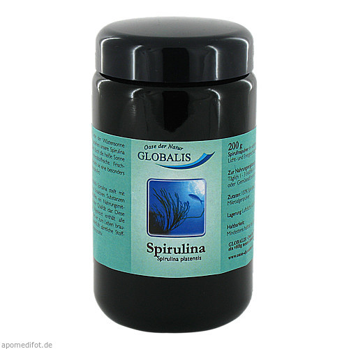 SPIRULINA 100% reines GLOBALIS Pulver Violettglas, 200 G, Globalis - Oase der Natur