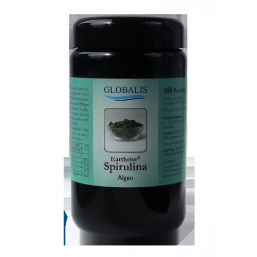 SPIRULINA 100% Premium Pressl.GLOBALIS Violettglas, 400 Stk., Globalis - Oase der Natur