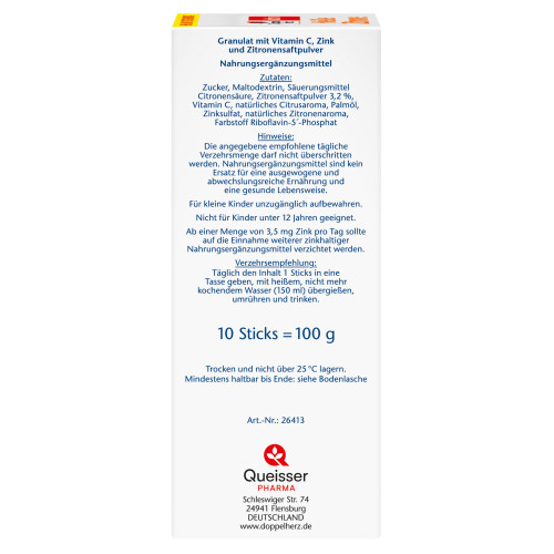 Doppelherz Hei&szlig;e Zitrone Vitamin C + Zink, 10 Stk., Queisser Pharma GmbH & Co. KG