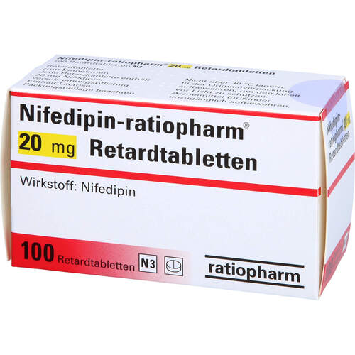 Nifedipin-ratiopharm 20 mg Retardtabletten, 100 Stk., ratiopharm GmbH