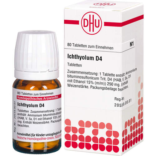 ICHTHYOLUM D 4 Tabletten, 80 Stk., DHU-Arzneimittel GmbH & Co. KG