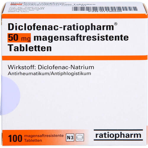 Diclofenac-ratiopharm 50 mg magensaftresistent Tab, 100 ST, ratiopharm GmbH