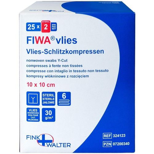 Vlies-Schlitzkompressen steril 10x10cm 6-fach, 25x2 Stk., Fink & Walter GmbH