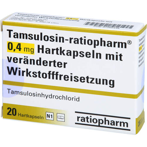 Tamsulosin-ratio 0.4mg Hartk.m.verä.Wirkstofffrei., 20 Stk., ratiopharm GmbH