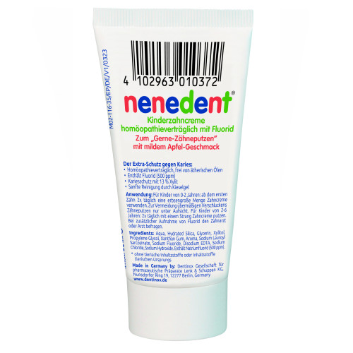nenedent Kinderzahncre. homöopathievertr.m.Fluorid, 50 ml, Dentinox Gesellschaft für pharmazeutische Präparate