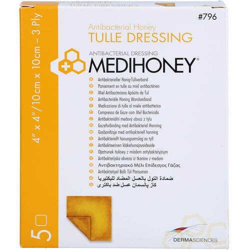MEDIHONEY ANTIBAKTERIELLER TÜLLVERBAND 10X10CM, 5 Stk., ApoFit Medizin- und Naturprodukte GmbH