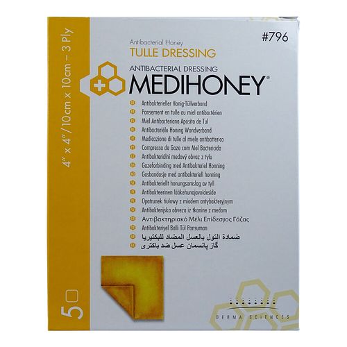 MEDIHONEY ANTIBAKTERIELLER TÜLLVERBAND 10X10CM, 5 Stk., ApoFit Medizin- und Naturprodukte GmbH