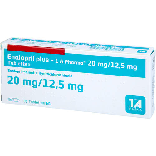 Enalapril 1 A Pharma plus 20mg/12.5mg Tabletten, 30 ST, 1 A Pharma GmbH