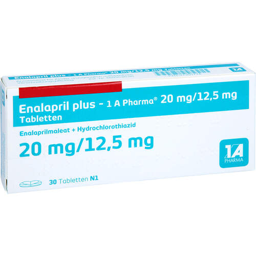 Enalapril 1 A Pharma plus 20mg/12.5mg Tabletten, 30 Stk., 1 A Pharma GmbH