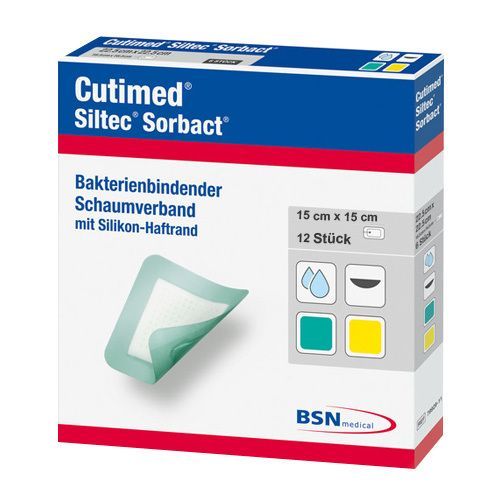 Cutimed Siltec Sorbact B 15x15cm, 12 Stk., Bsn Medical GmbH