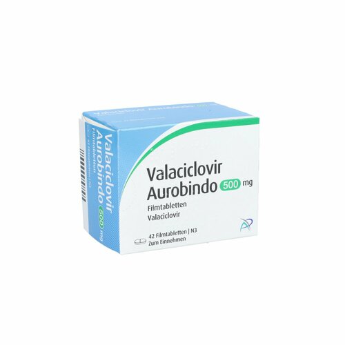 Valaciclovir Aurobindo 500 mg Filmtabletten, 42 Stk., PUREN Pharma GmbH & Co. KG