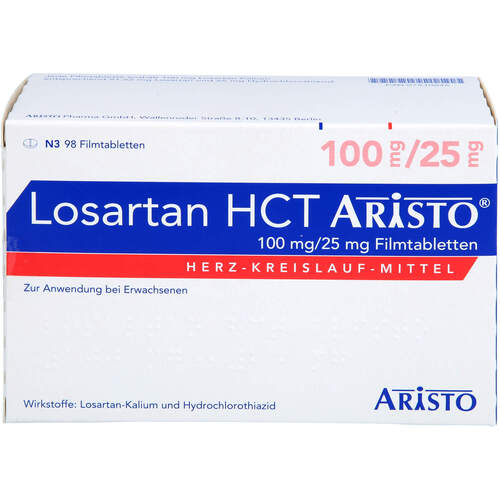 Losartan HCT Aristo 100mg/25mg Filmtabletten, 98 Stk., Aristo Pharma GmbH