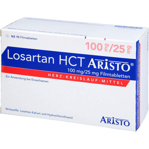 Losartan HCT Aristo 100mg/25mg Filmtabletten, 98 Stk., Aristo Pharma GmbH