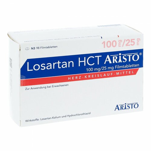 Losartan HCT Aristo 100mg/25mg Filmtabletten, 98 Stk., Aristo Pharma GmbH
