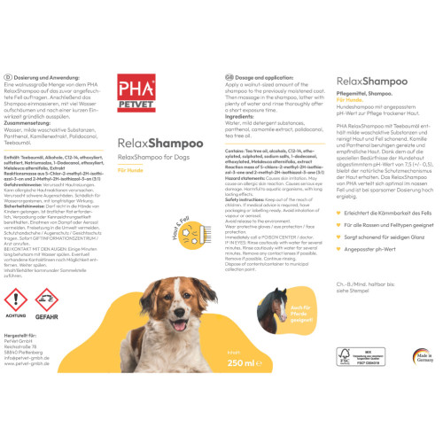 PHA RelaxShampoo für Hunde, 250 ml, PetVet GmbH