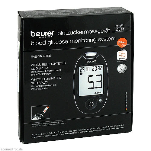 Beurer GL44 Blutzuckermessgerät mmol/L, 1 ST, BEURER GmbH