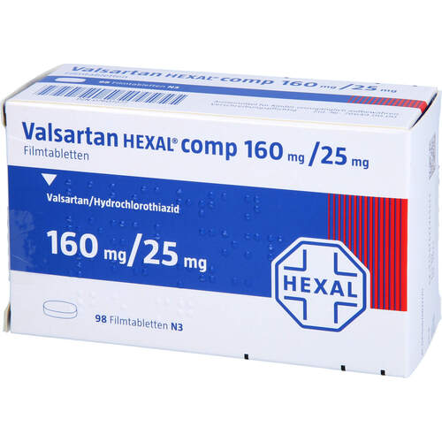 VALSARTAN HEXAL COMP 160MG/25MG FILMTABLETTEN, 98 Stk., HEXAL AG