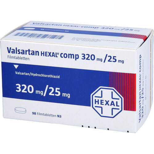 VALSARTAN HEXAL COMP 320MG/25MG FILMTABLETTEN, 98 Stk., HEXAL AG