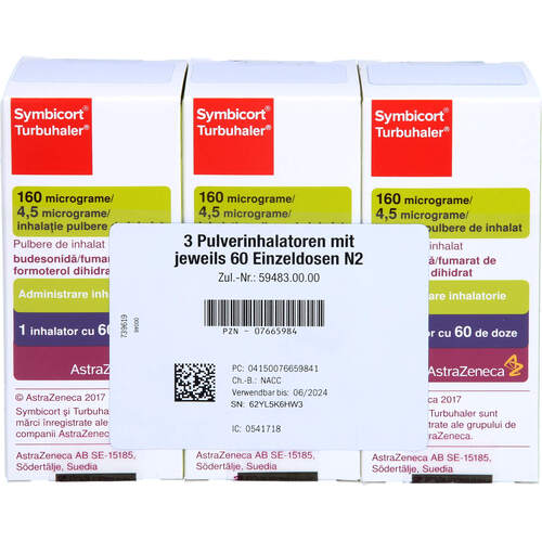 Symbicort Turbuhaler 160/4.5ug 60ED, 3 ST, Emra-Med Arzneimittel GmbH