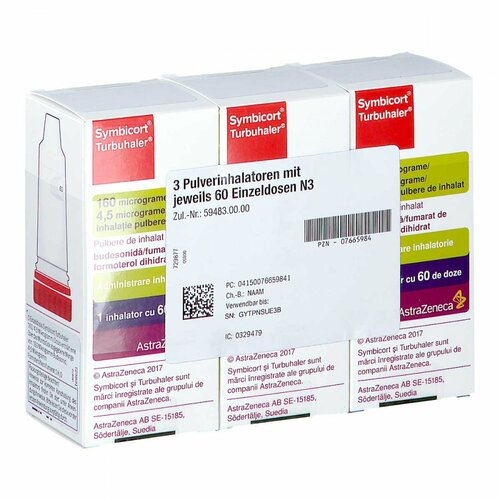 Symbicort Turbuhaler 160/4.5ug 60ED, 3 ST, Emra-Med Arzneimittel GmbH