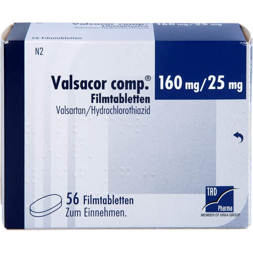 Valsacor comp. 160mg/25mg Filmtabletten, 56 Stk., TAD Pharma GmbH Valsacor comp. 160mg/25mg Filmtabletten, 56 Stk., TAD Pharma GmbH