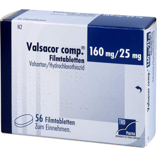 Valsacor comp. 160mg/25mg Filmtabletten, 56 Stk., TAD Pharma GmbH Valsacor comp. 160mg/25mg Filmtabletten, 56 Stk., TAD Pharma GmbH